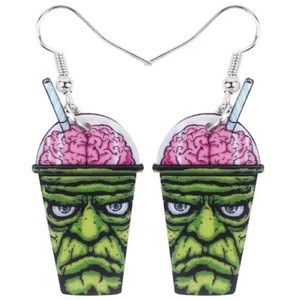 Zombie Brain Milkshake Acrylic‎ Earrings